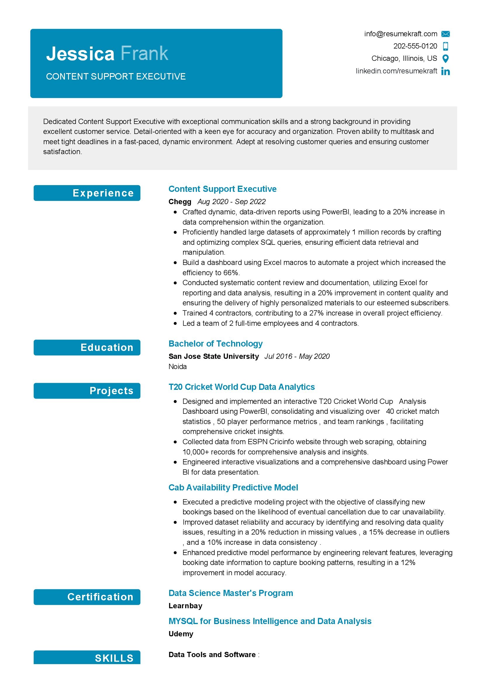 Content Support Executive Resume Sample in 2024 - ResumeKraft