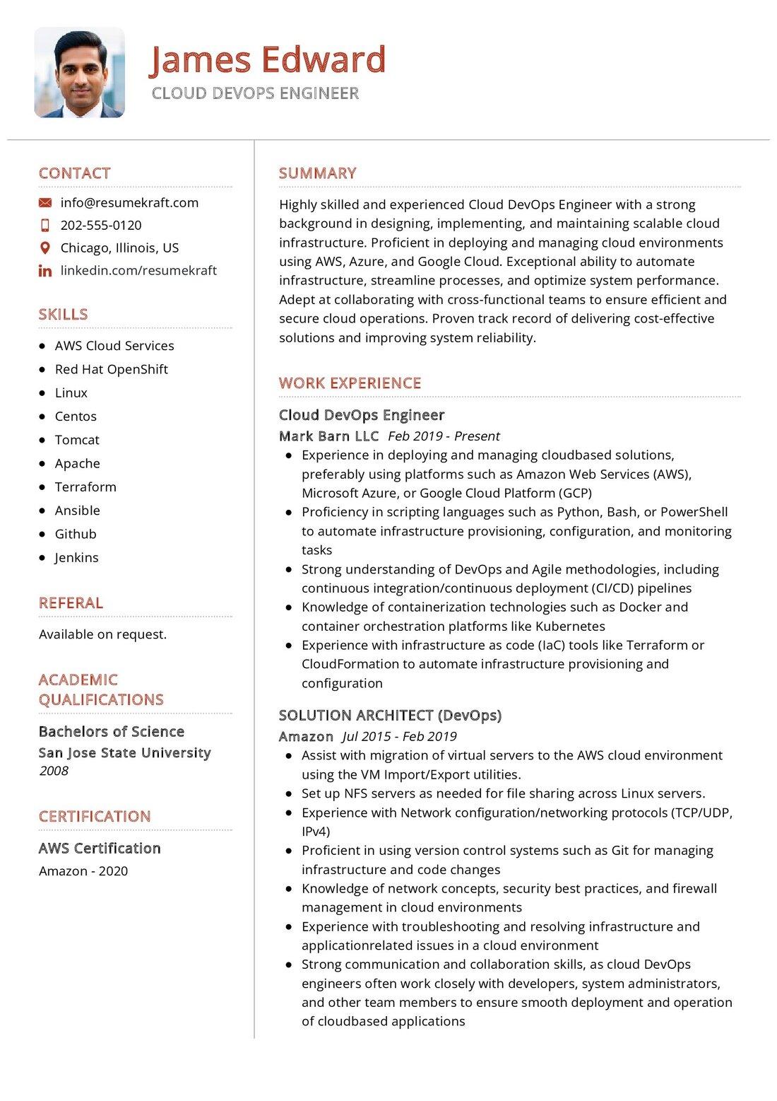 Devops Engineer CV Sample In 2024 - ResumeKraft