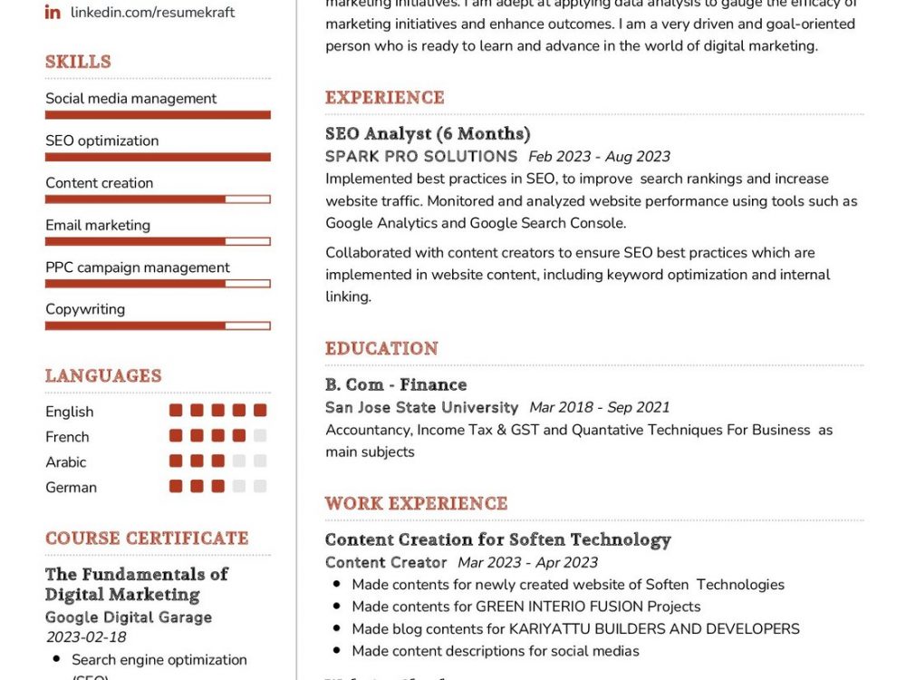 Digital Marketing Associate Resume Sample