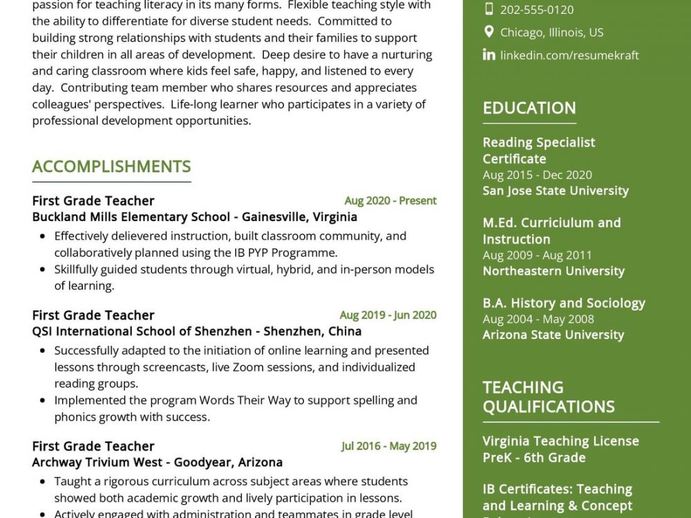 Elementary Teacher Resume Sample in 2024 ResumeKraft