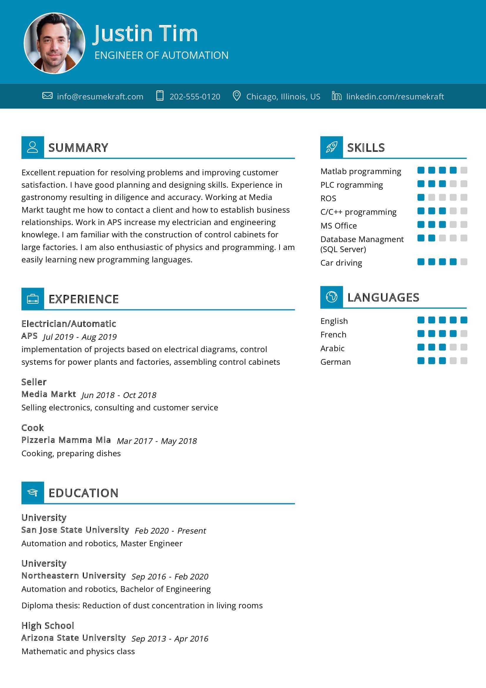 Engineer of Automation Resume Sample in 2024 - ResumeKraft