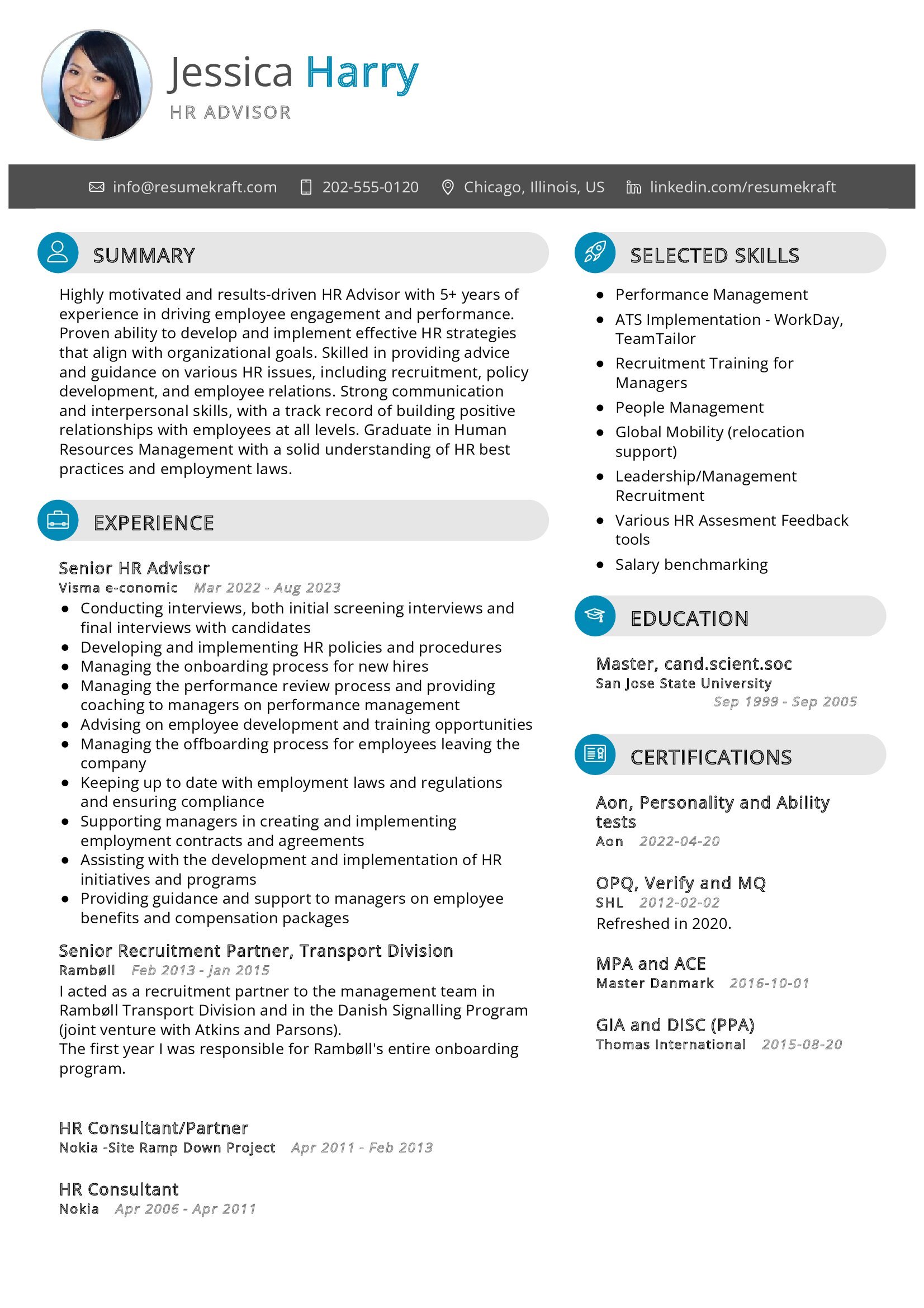 HR Advisor Resume Example In 2024 ResumeKraft