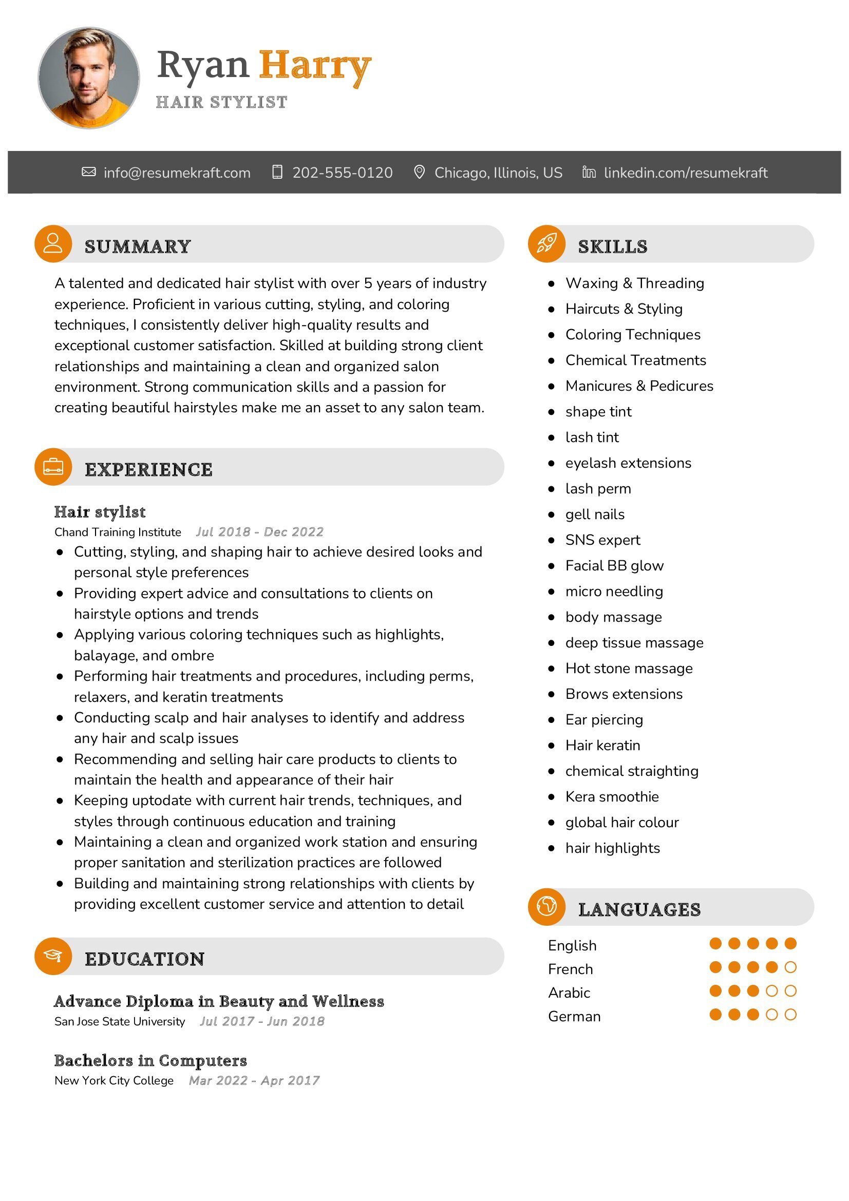 Hair stylist Resume Example in 2024 - ResumeKraft