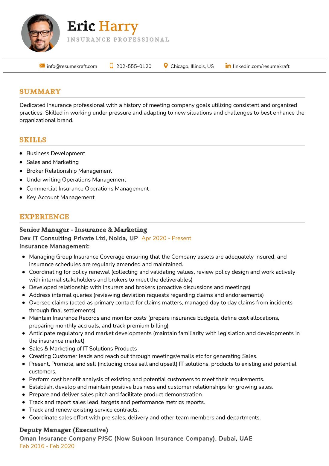 Insurance Professional Resume Example in 2024 ResumeKraft