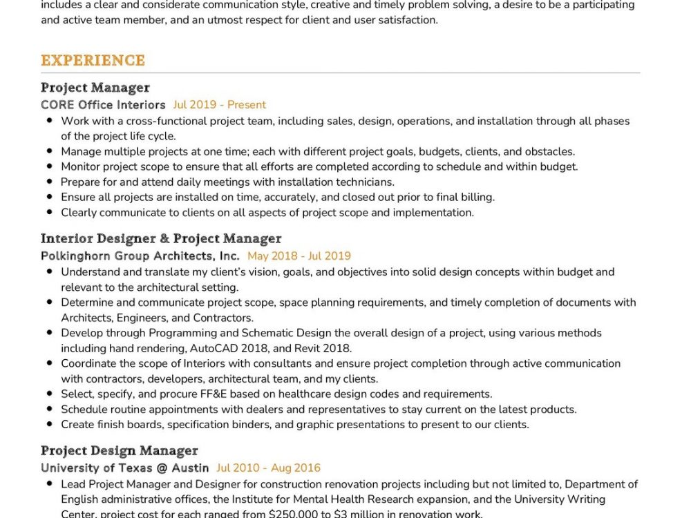 Interior Designer Resume Sample In 2024 Resumekraft 2230