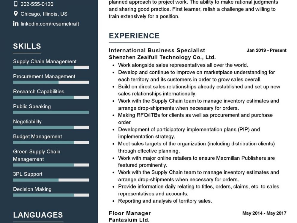 International Business Specialist Resume Sample in 2024 - ResumeKraft