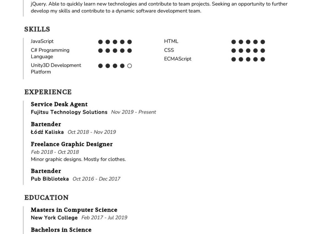 JavaScript Junior Developer Resume Example in 2025 - ResumeKraft