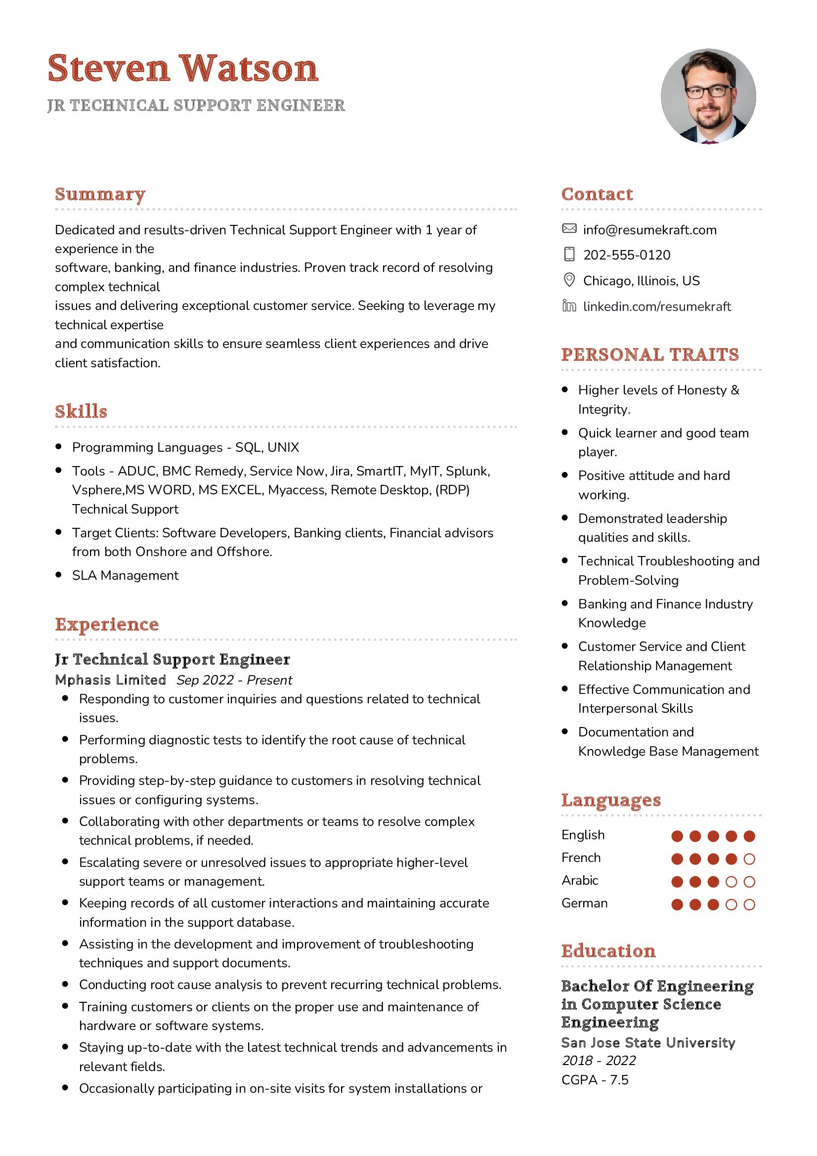 Jr Technical Support Engineer Resume Example In 2024 ResumeKraft