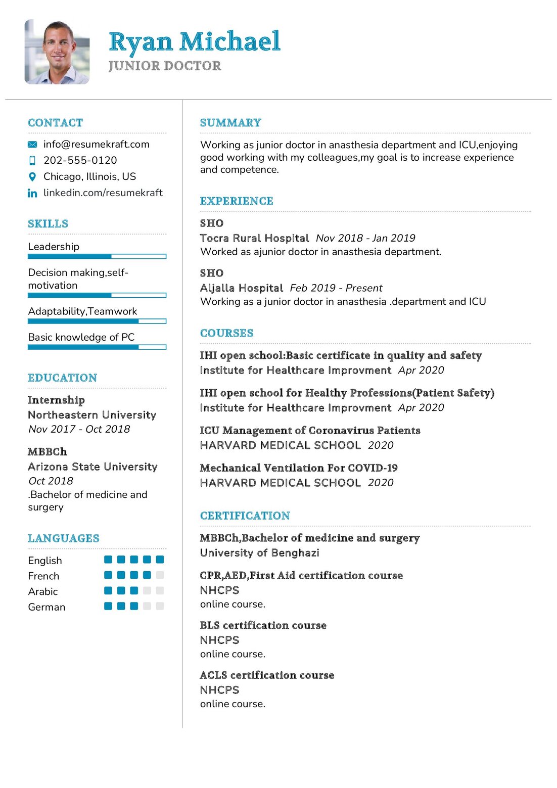 Junior Doctor Resume Example in 2024 - ResumeKraft