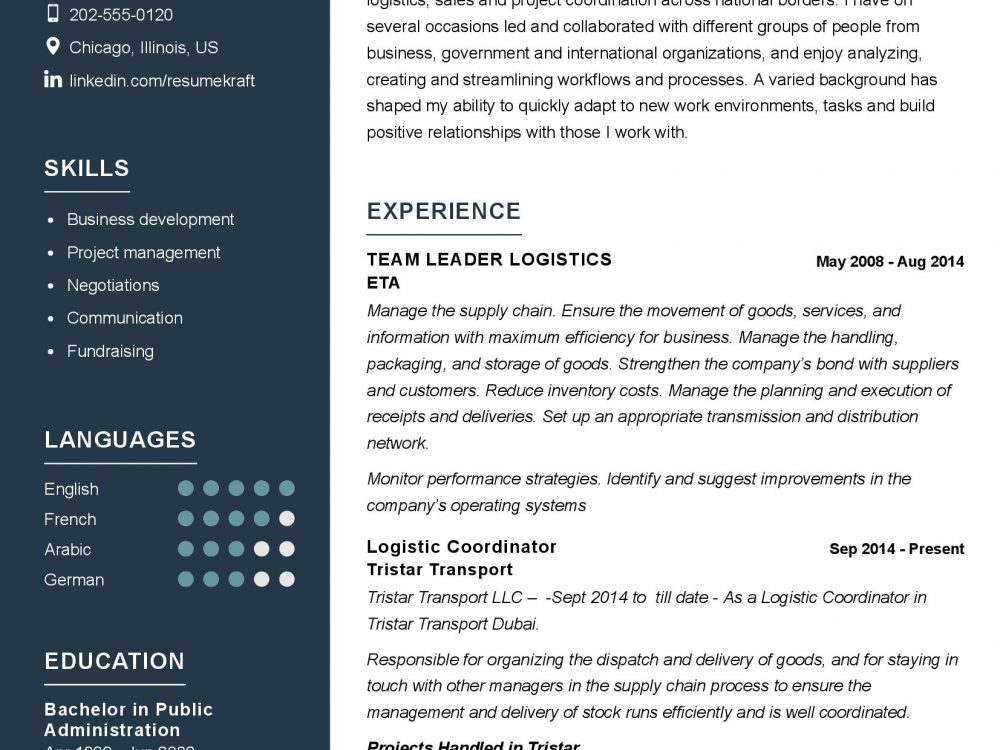 Logistics Coordinator Resume Sample In 2024 Resumekraft 