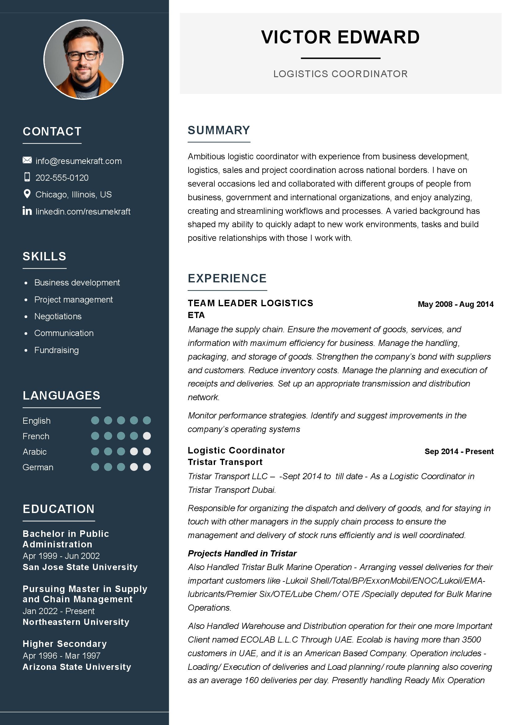 Logistics Coordinator Resume Sample In 2024 ResumeKraft