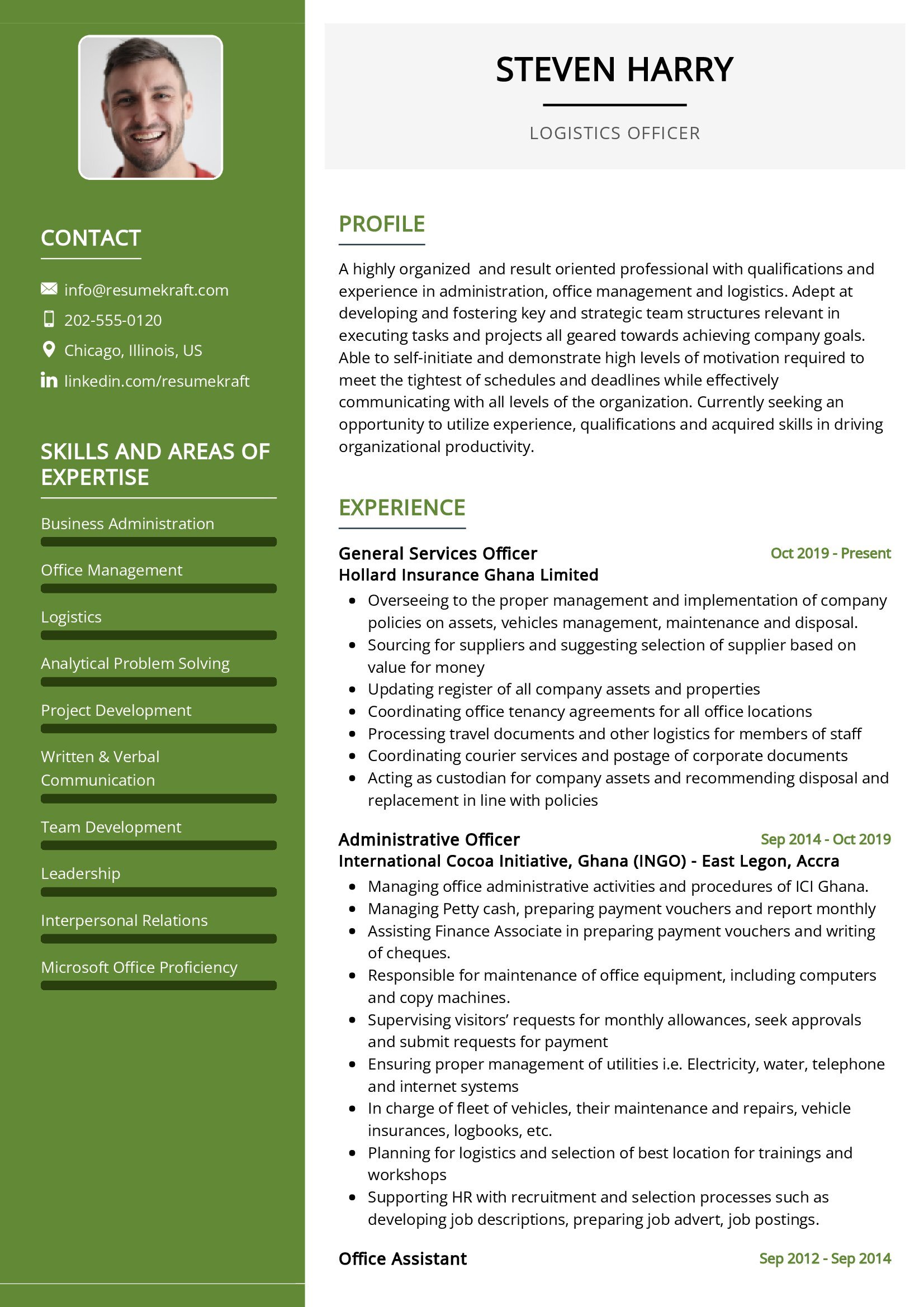 professional summary for resume logistics officer