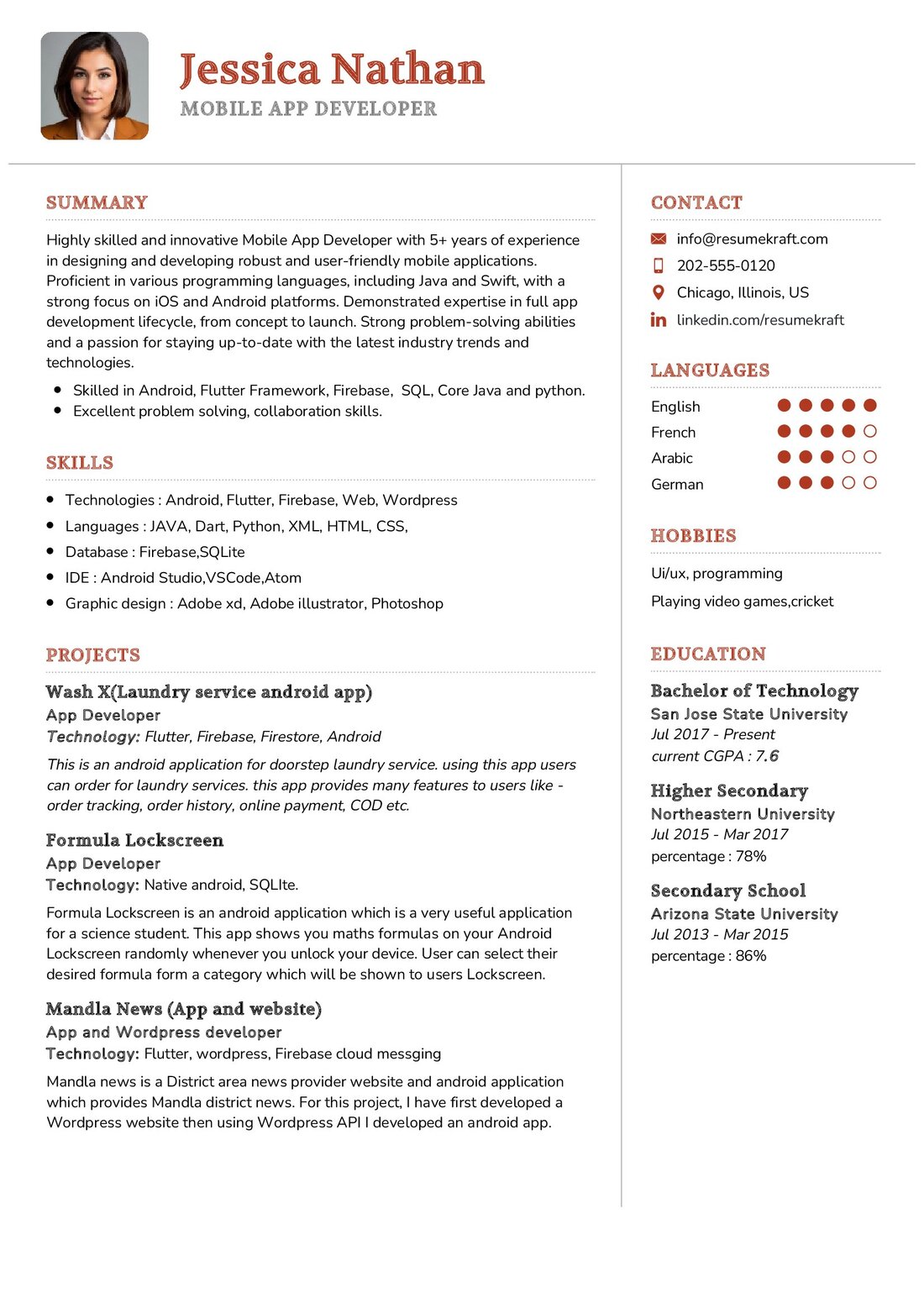 Mobile App Developer Resume Example in 2024 - ResumeKraft