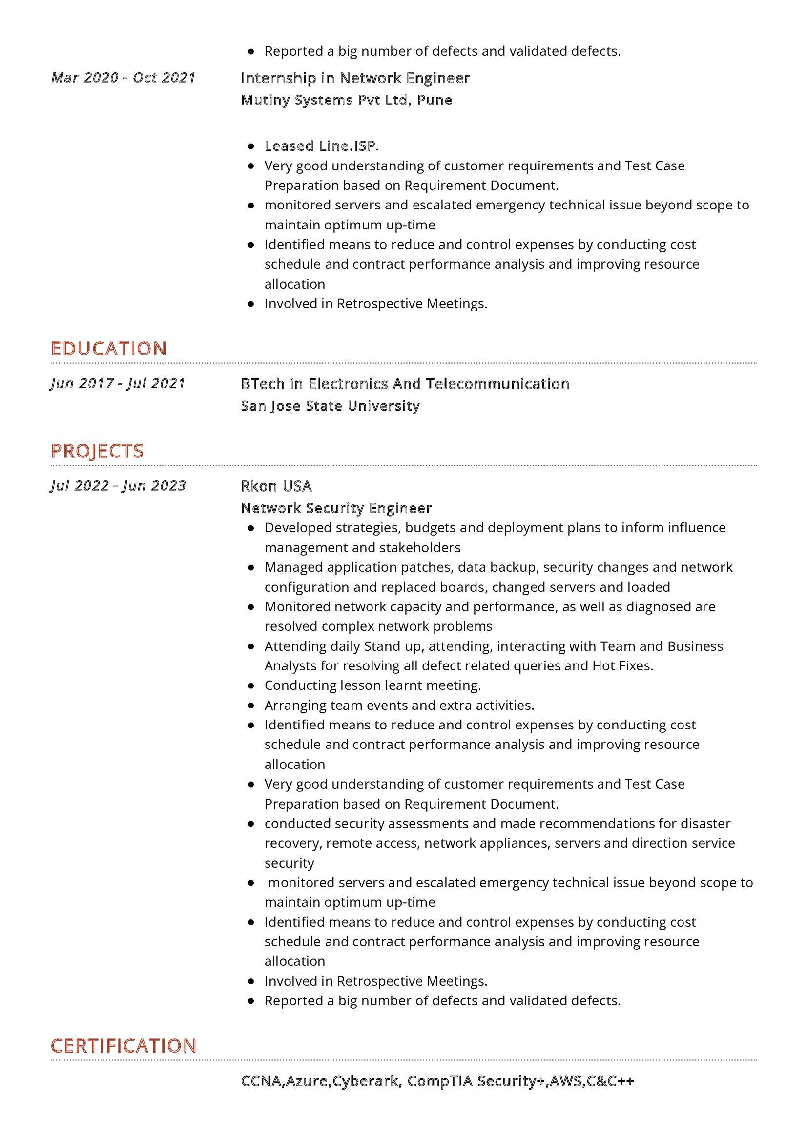 Network Security Engineer Resume Sample in 2025 - ResumeKraft