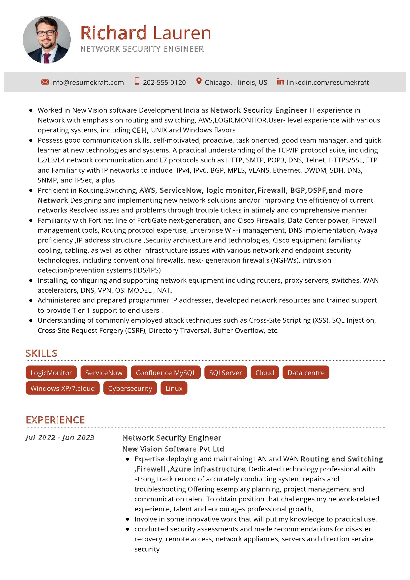 Network Security Engineer Resume Sample in 2024 - ResumeKraft