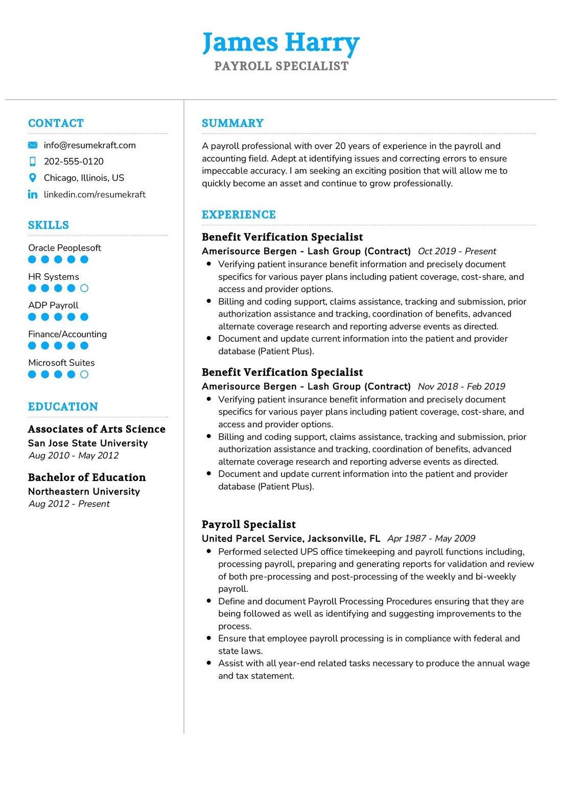 Payroll Specialist Resume Example In 2024 ResumeKraft   Payroll Specialist Resume Example 