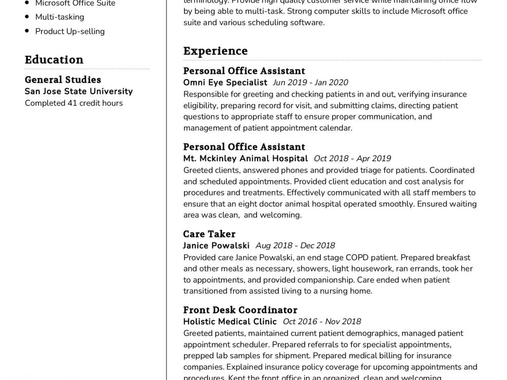 Personal Office Assistant Resume Example in 2024 - ResumeKraft