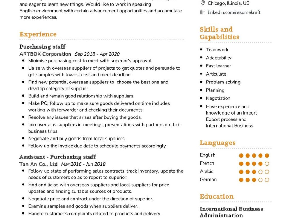 Purchasing Staff CV Sample In 2024 ResumeKraft   Purchasing Staff CV Sample 1000x750 