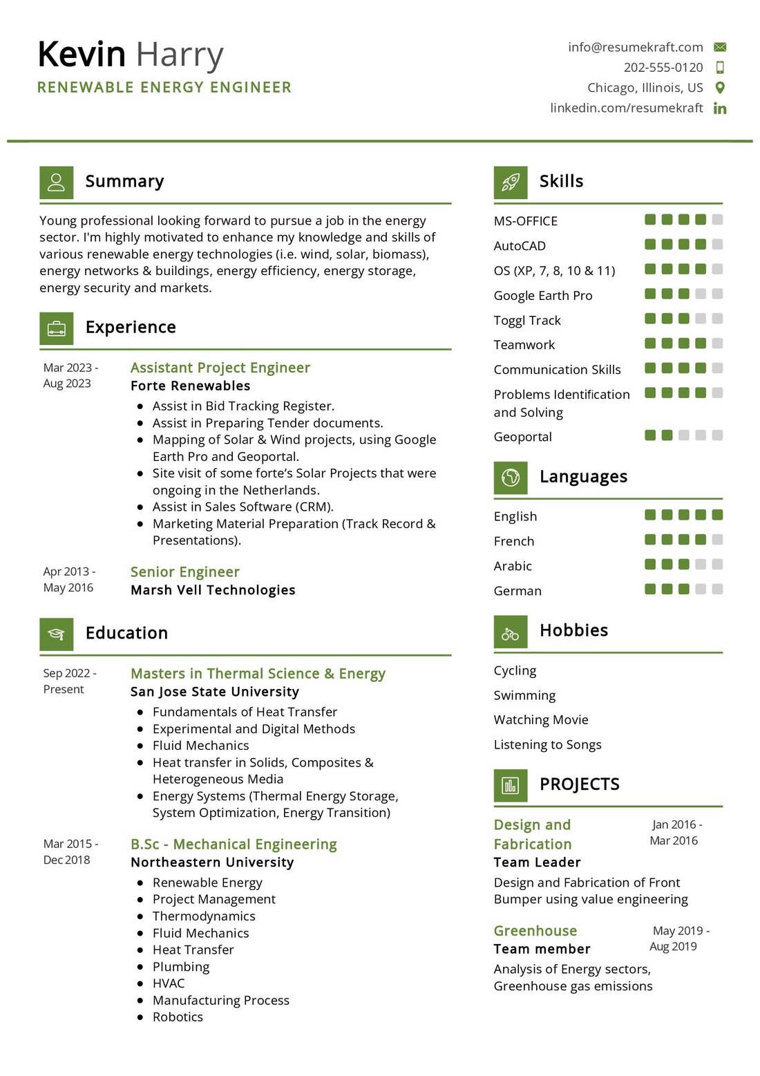 Renewable Energy Engineer Resume Example In Resumekraft