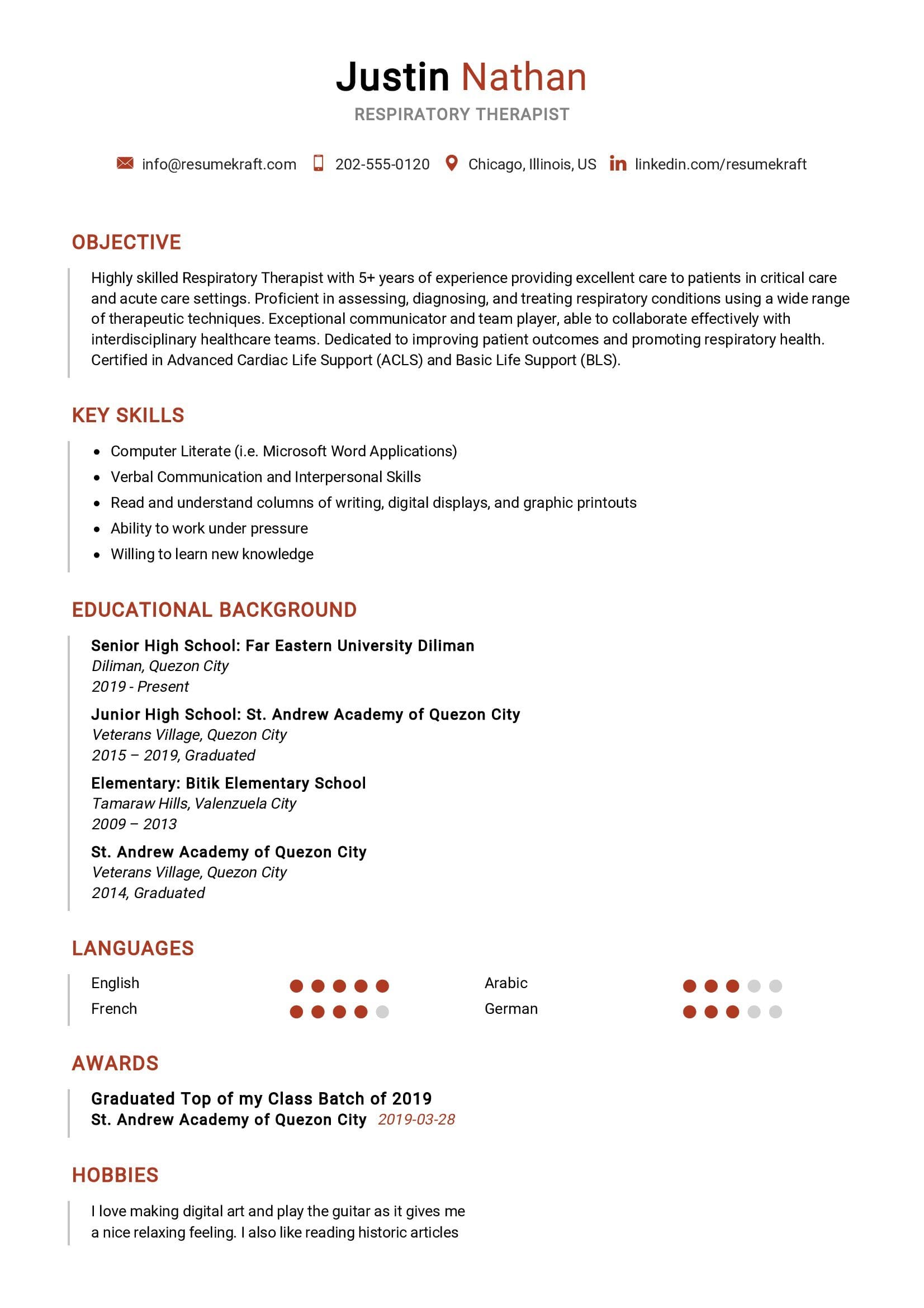 Respiratory Therapist Resume Example In 2024 ResumeKraft   Respiratory Therapist Resume Example 