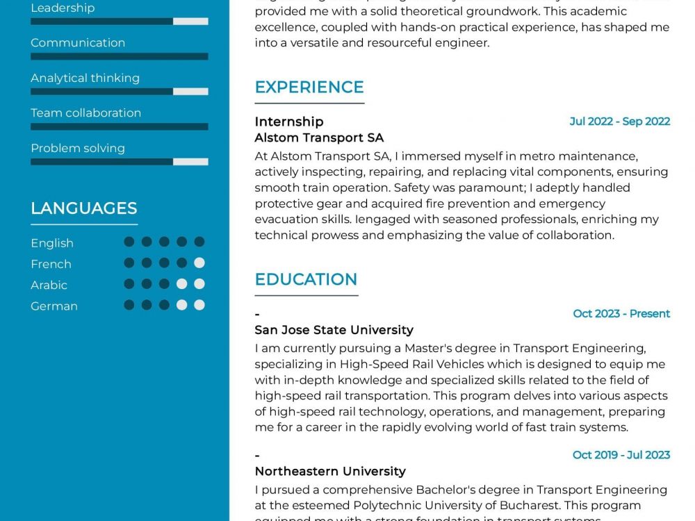 Robust Engineering Resume Sample