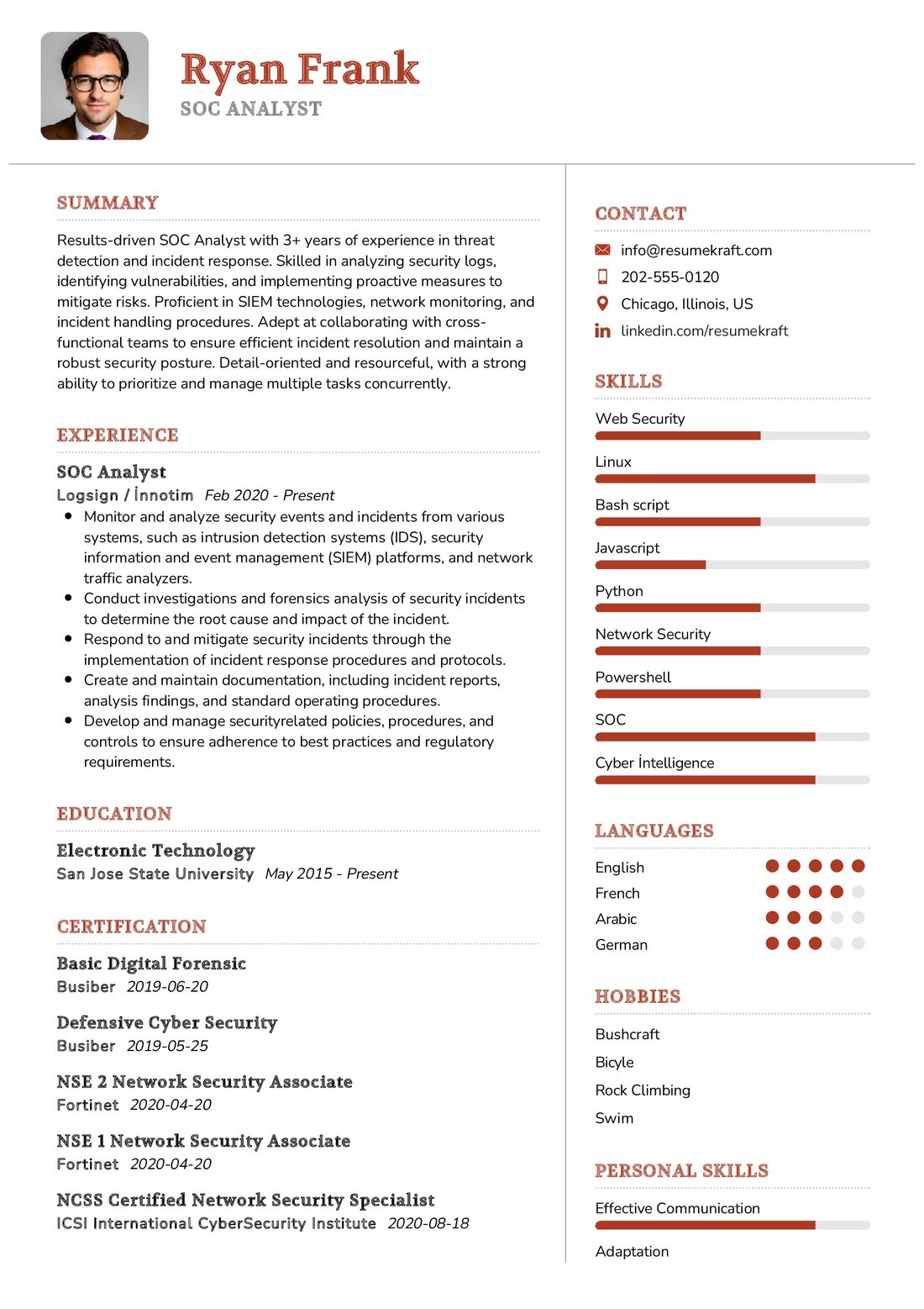 SOC Analyst CV Example In 2024 ResumeKraft   SOC Analyst CV Example 