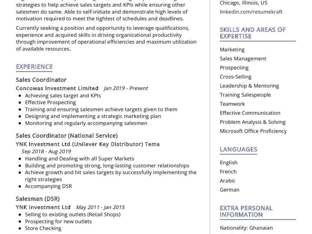 Sales Management Resume Example - Sales Management Resume Example 1000x750
