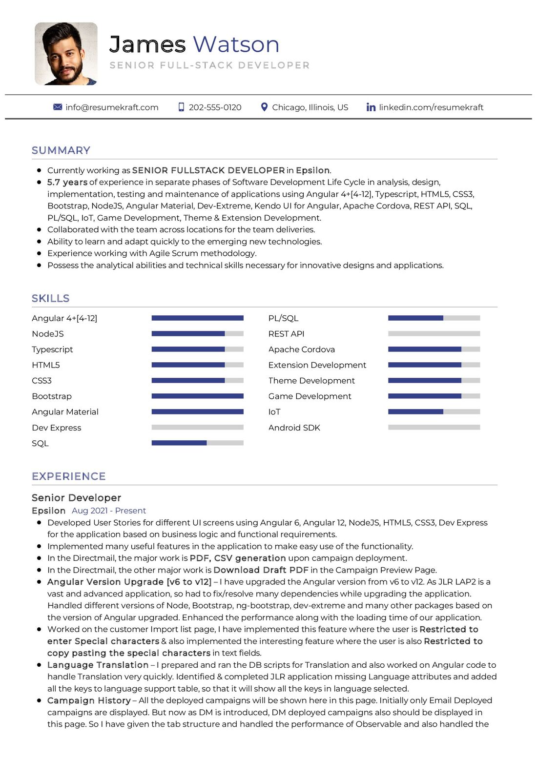 Senior Full-Stack Developer Resume Sample In 2024 - ResumeKraft