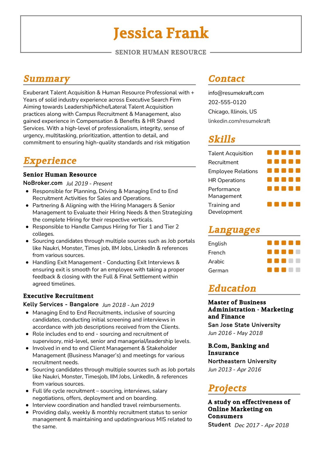 Senior Human Resource Resume Sample in 2024 ResumeKraft