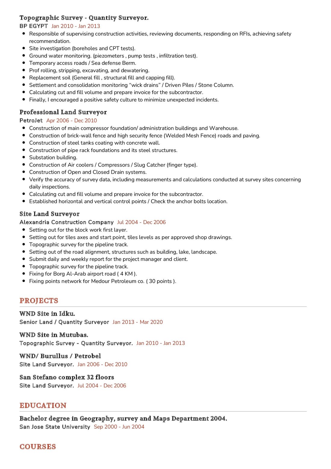 Senior Land Surveyor CV Sample in 2025 - ResumeKraft