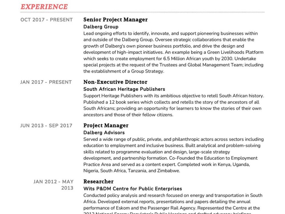 Senior Project Manager CV Example