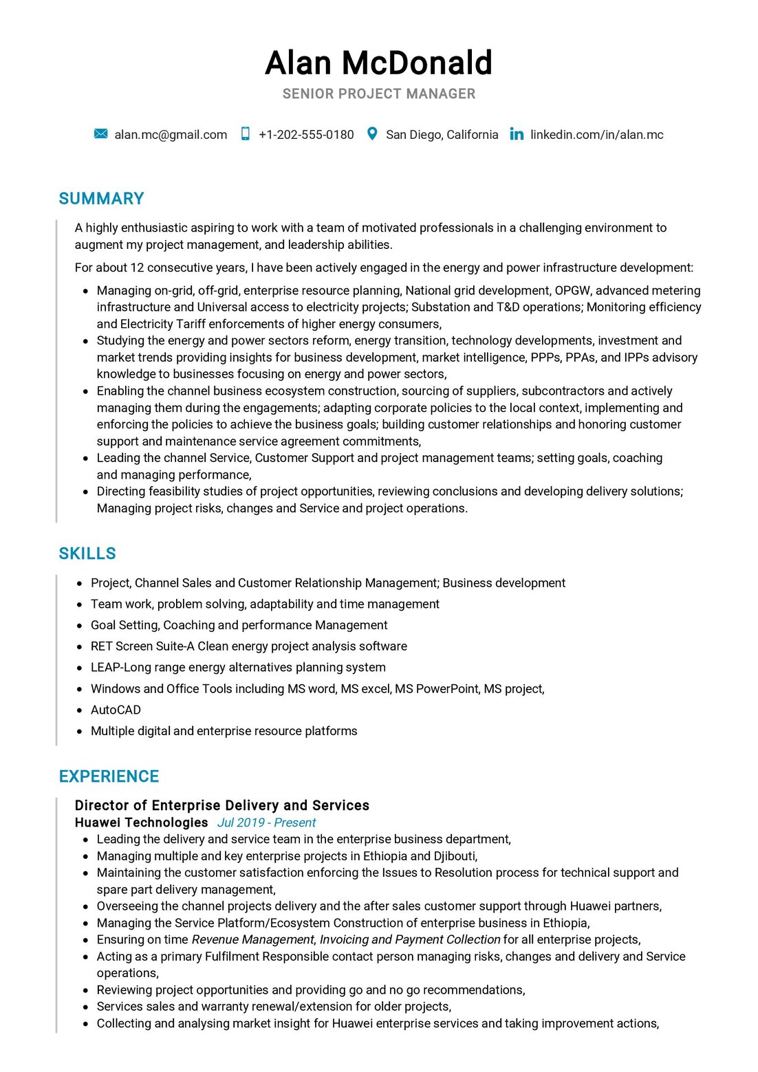 senior project manager resume doc