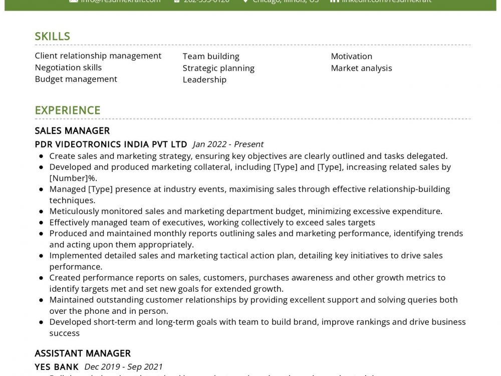 Senior Sales Manager Resume Sample