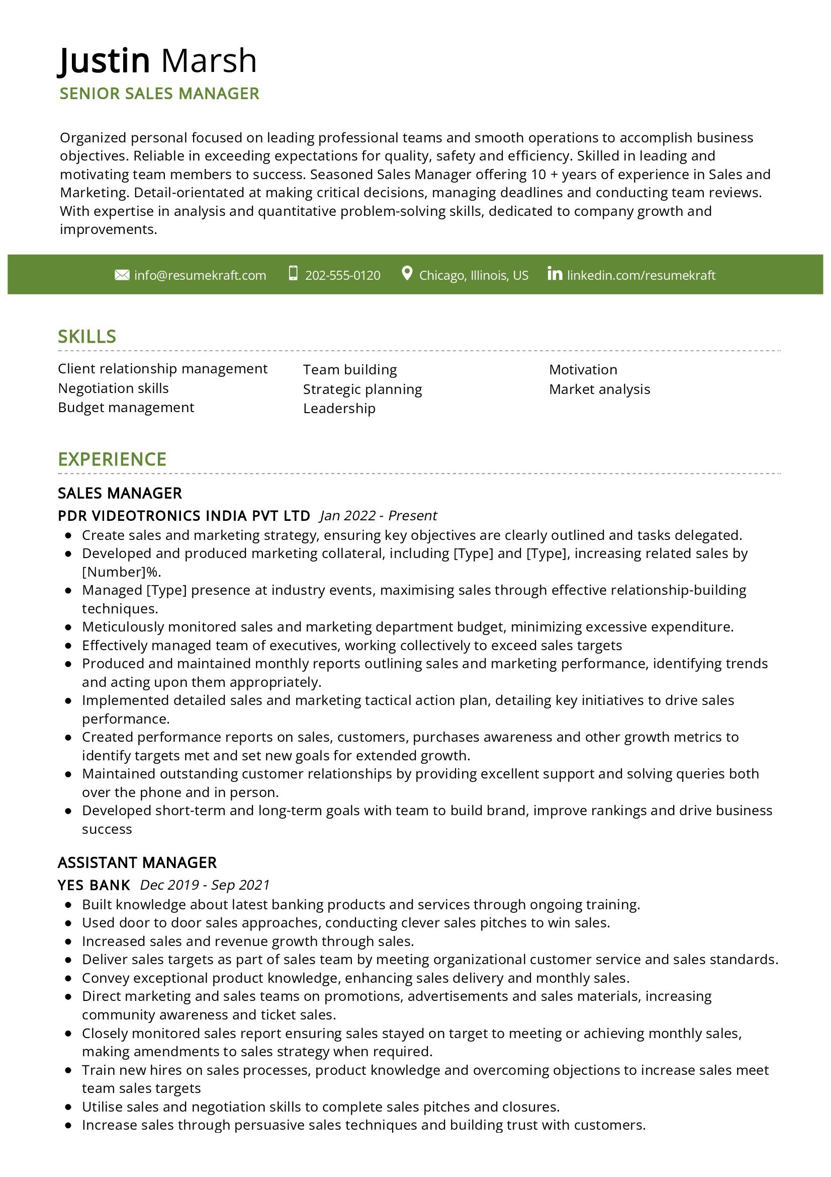 Senior Sales Manager Resume Sample In 2024 ResumeKraft