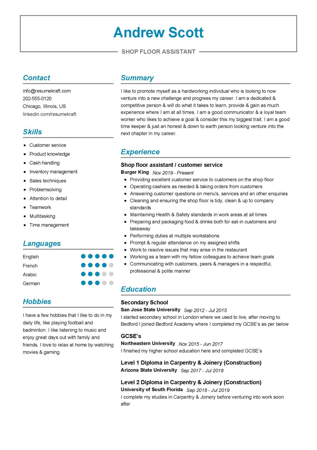 Shop Floor Assistant Cv Sample In 2024 - Resumekraft