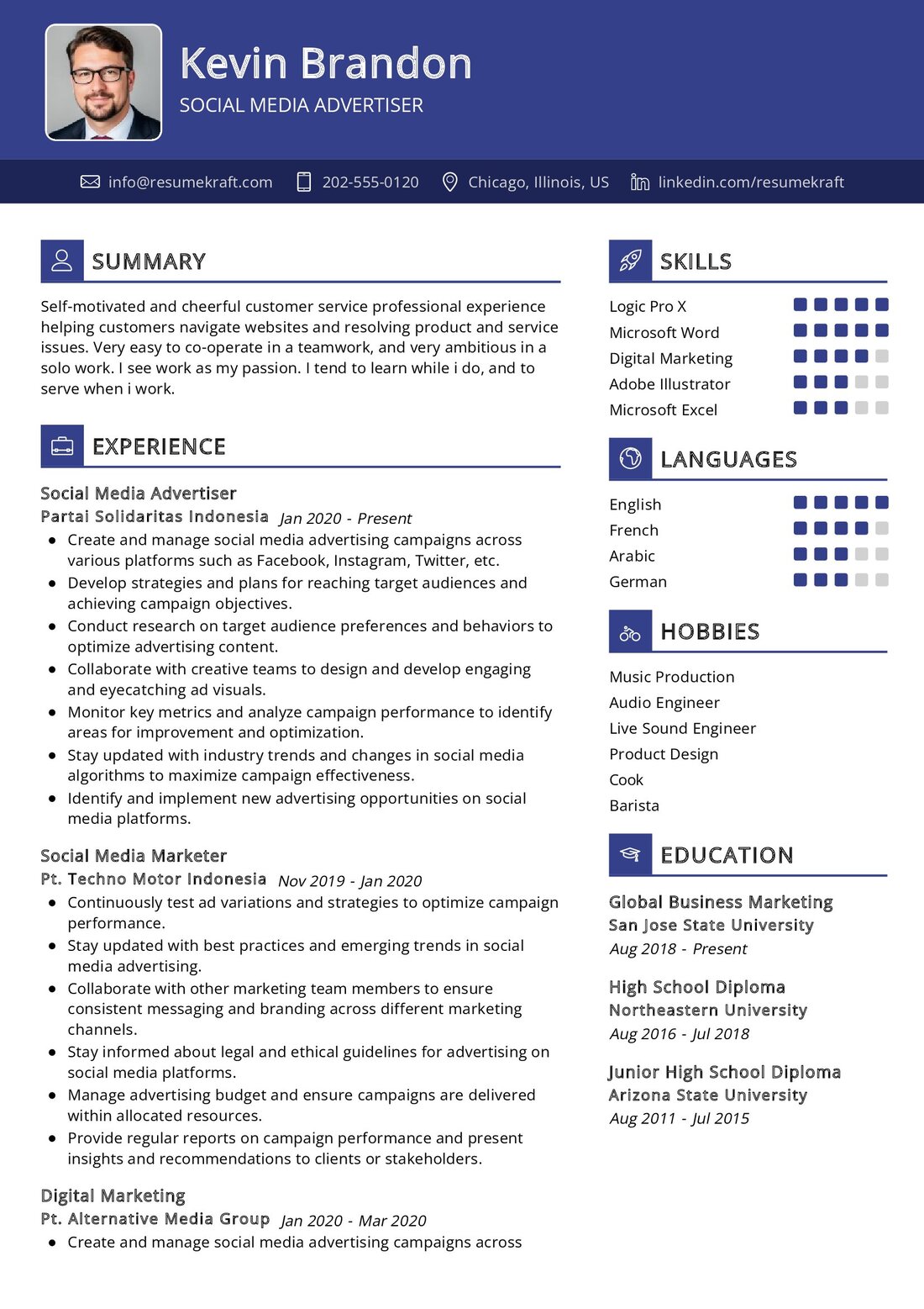 Social Media Advertiser Resume Example in 2024 - ResumeKraft