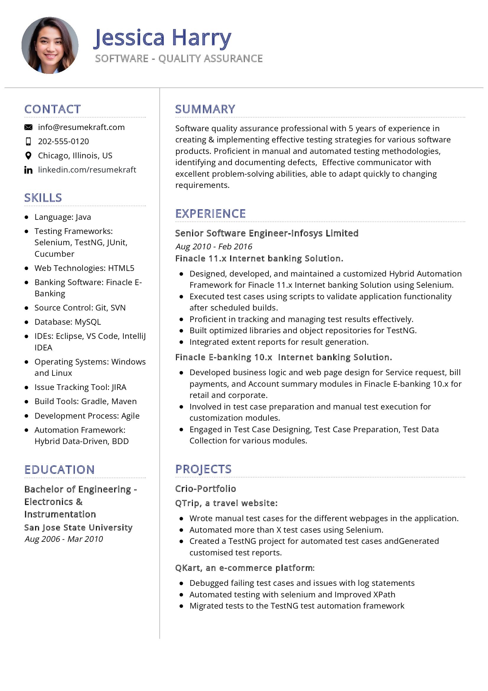 quality assurance resume examples