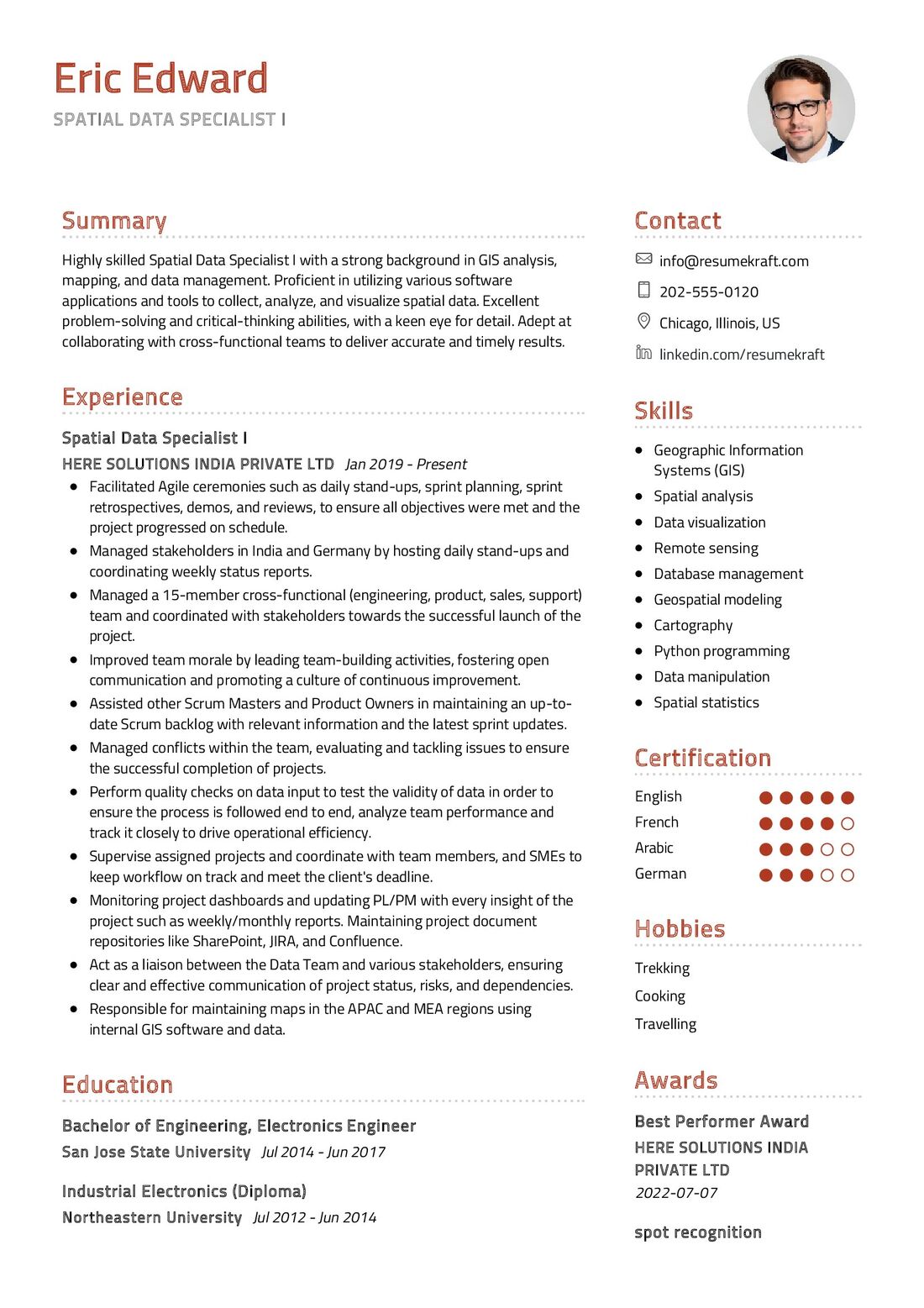 Spatial Data Specialist Resume Example in 2024 - ResumeKraft