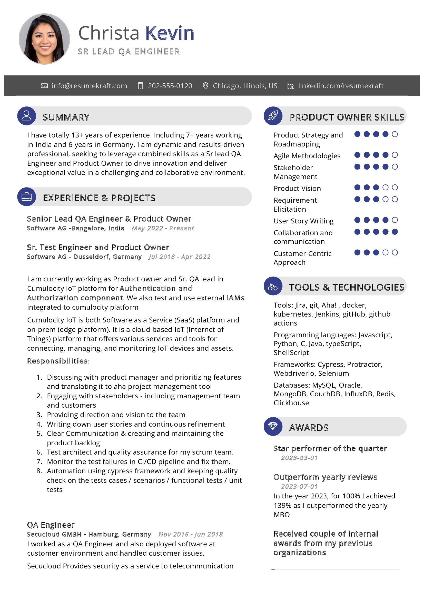 resume format qa engineer