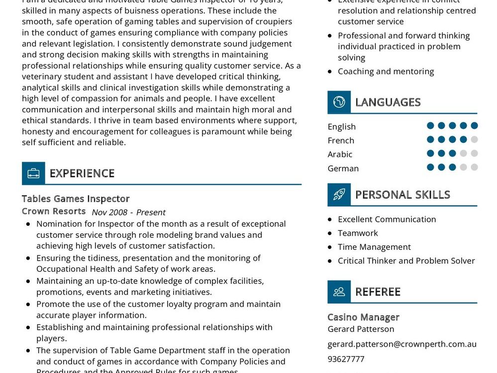 Table Games Inspector CV Example