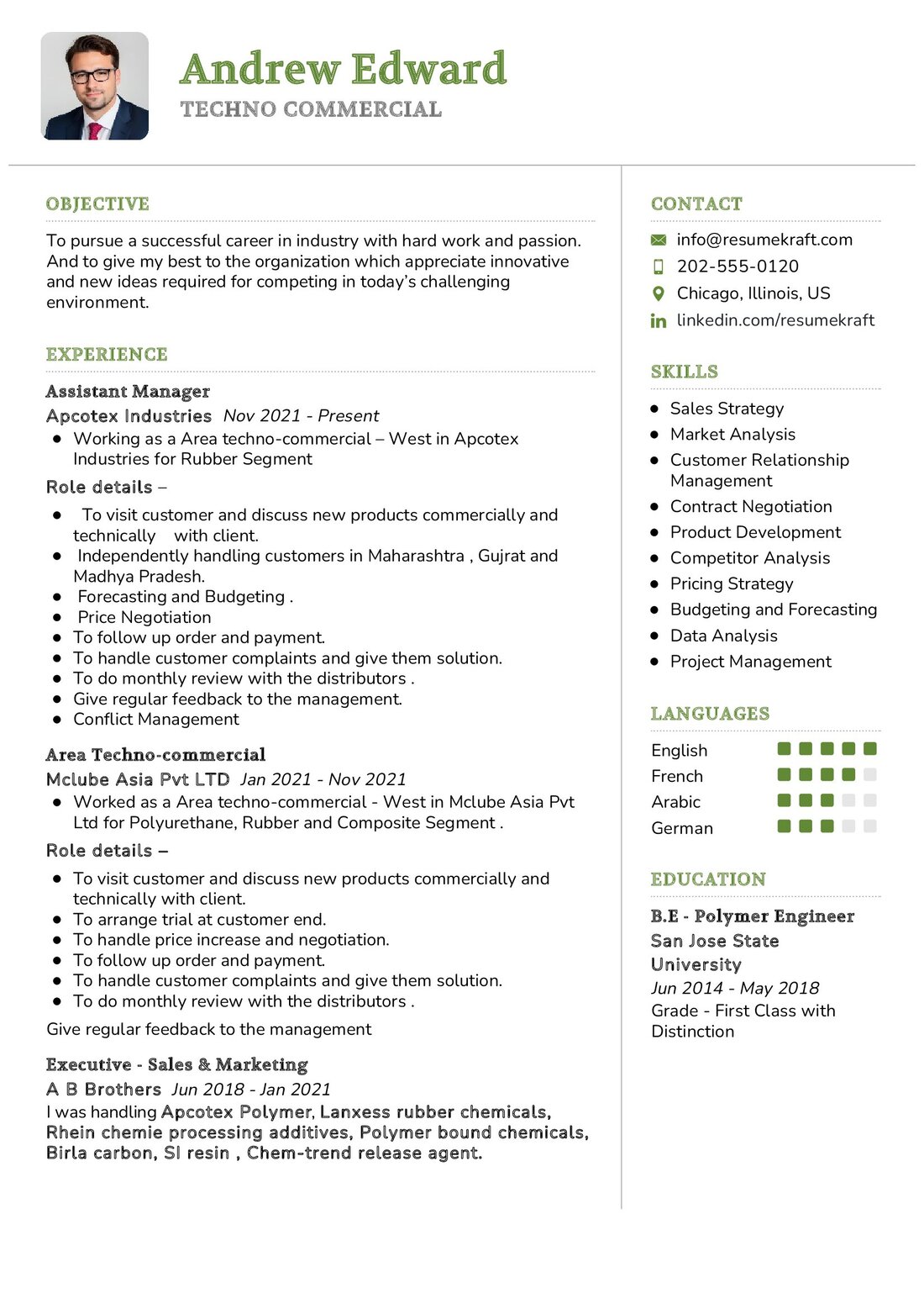 Techno Commercial Resume Example