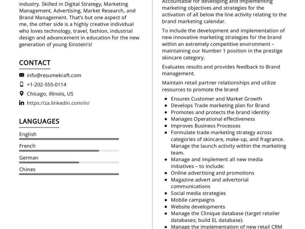 Trade Marketing Manager Resume Example In 2024 Resumekraft 9212