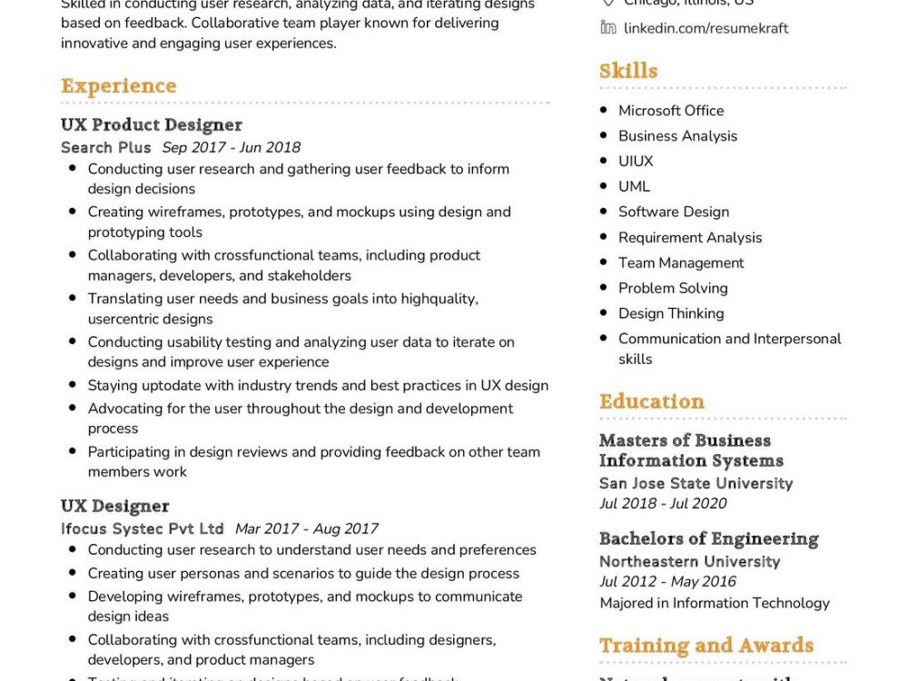 UX Product Designer CV Example in 2024 - ResumeKraft