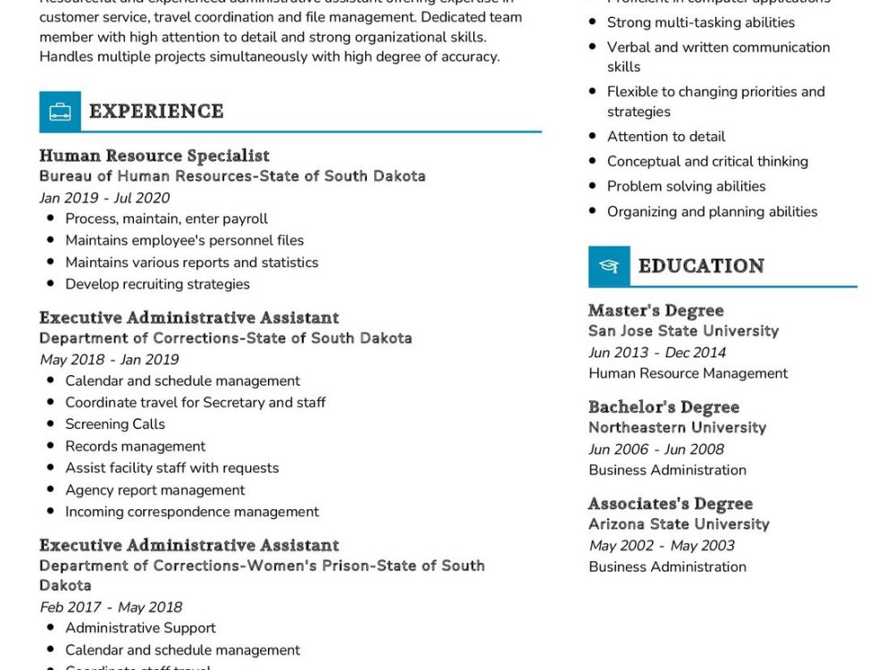 Virtual Administrative Assistant CV Sample