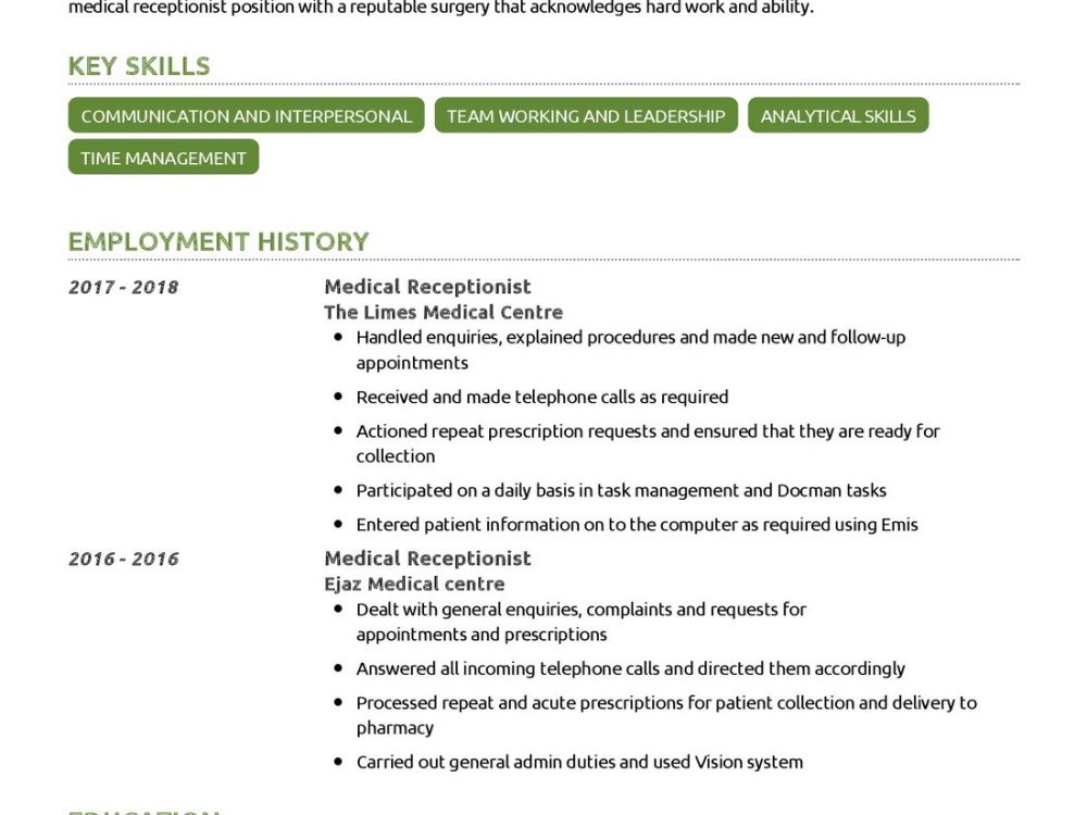 Medical Receptionist Resume Example In 2024 Resumekraft 