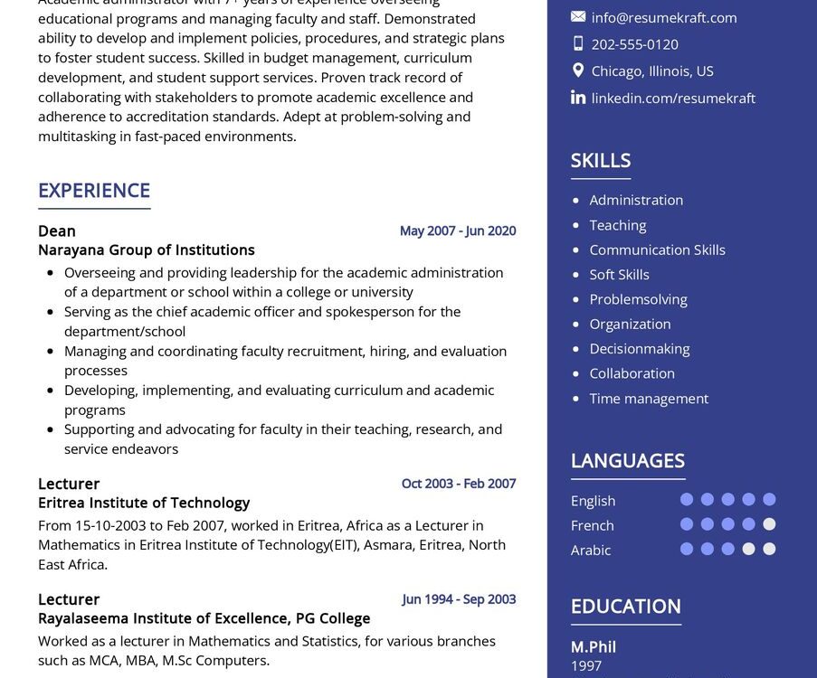 School Director Cv Sample