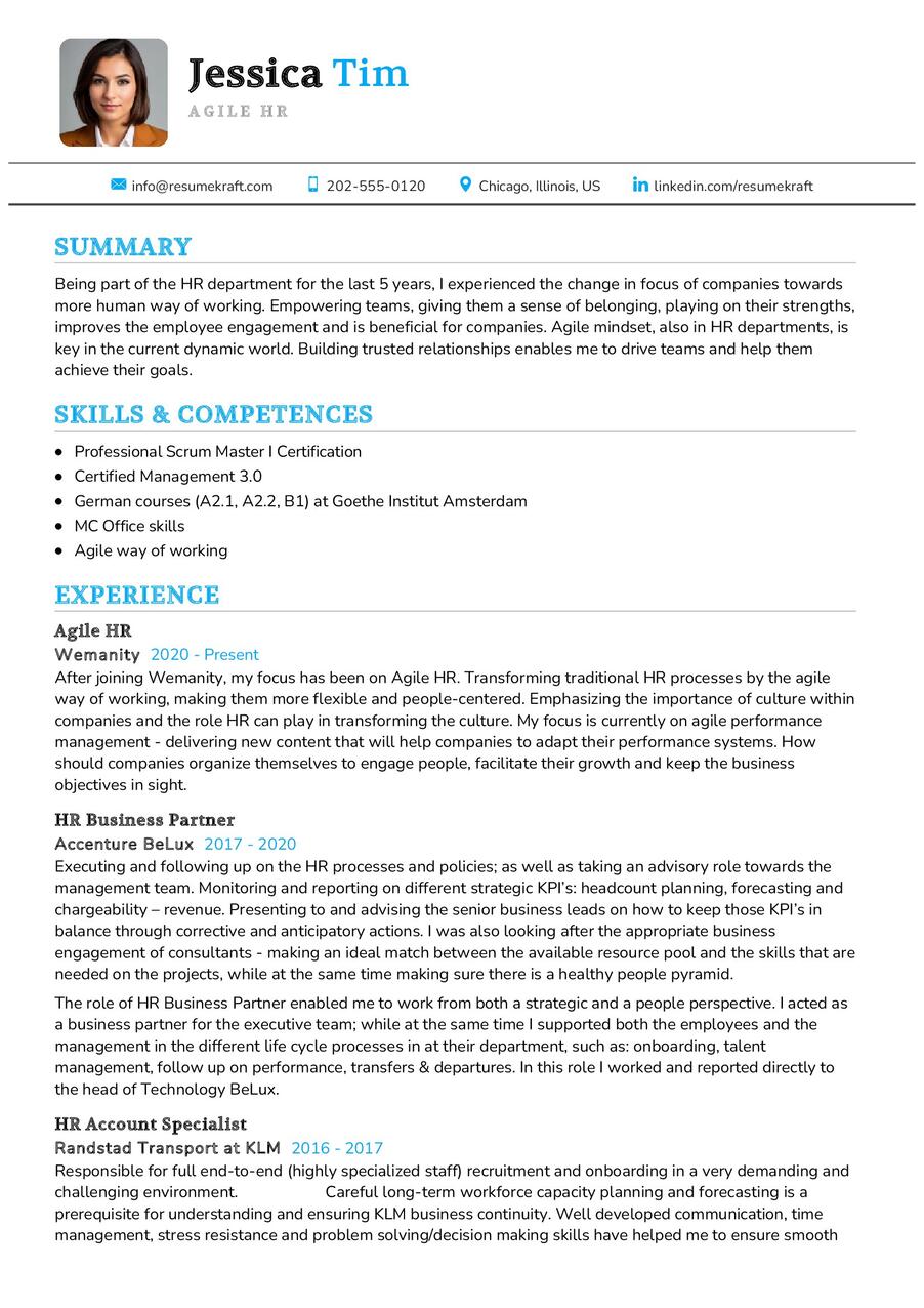Agile HR CV Sample in 2024 - ResumeKraft