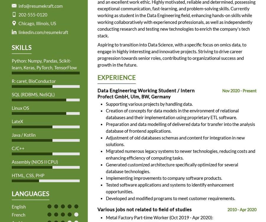 Applied Data Science CV Example