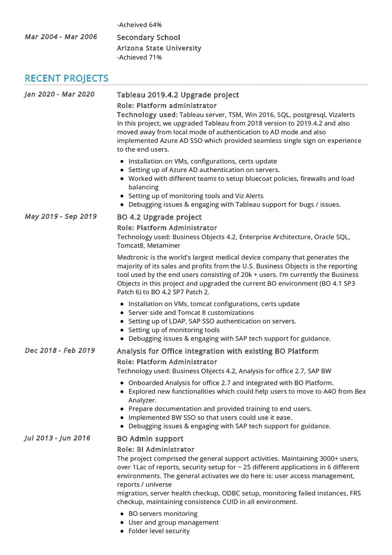 Bi Platform Administrator Cv Example In 2024 Resumekraft 3359