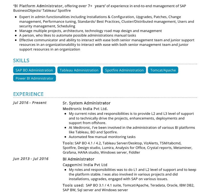 BI Platform Administrator CV Example in 2024 - ResumeKraft